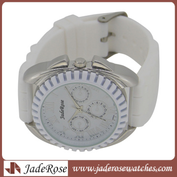 White Dial and White Silicone Strap Quartz Silicone Watches